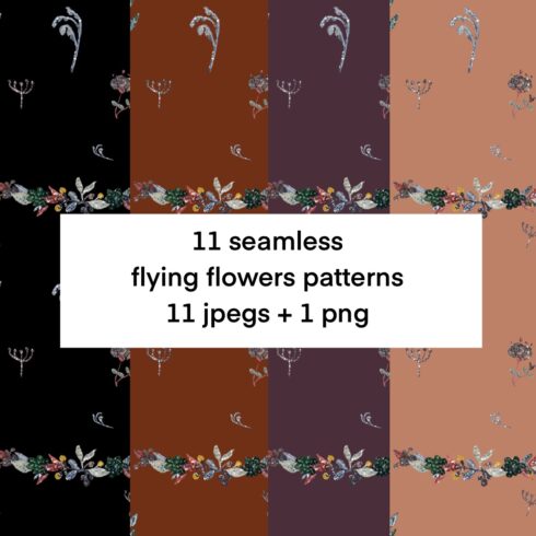 11 Seamless Flying Flowers Patterns cover image.