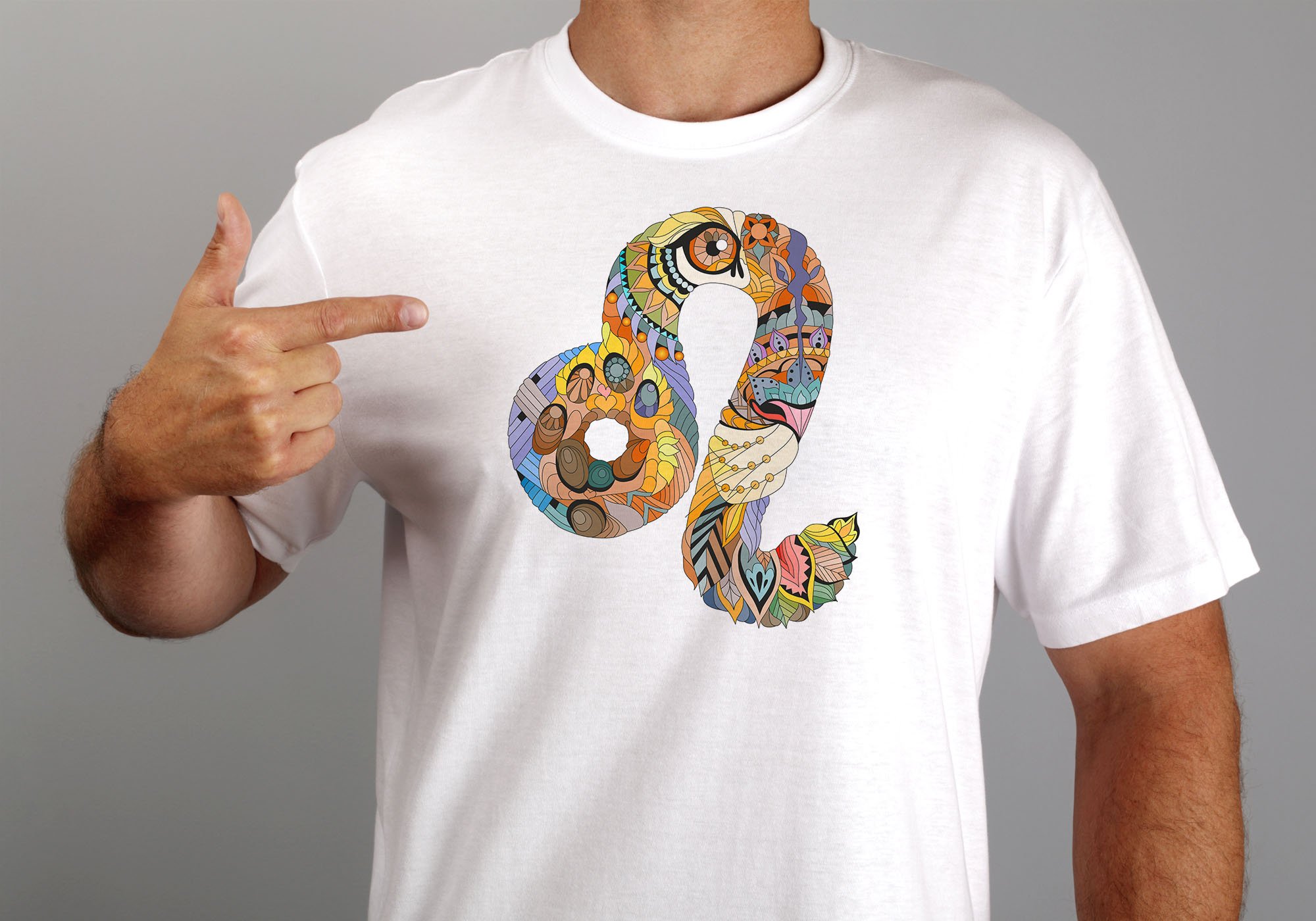Classic white t-shirt with the ornamental zodiac sign.