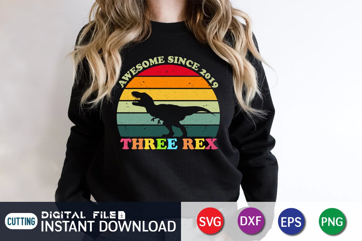 Women black sweater with the black dinosaur on a sunset view.