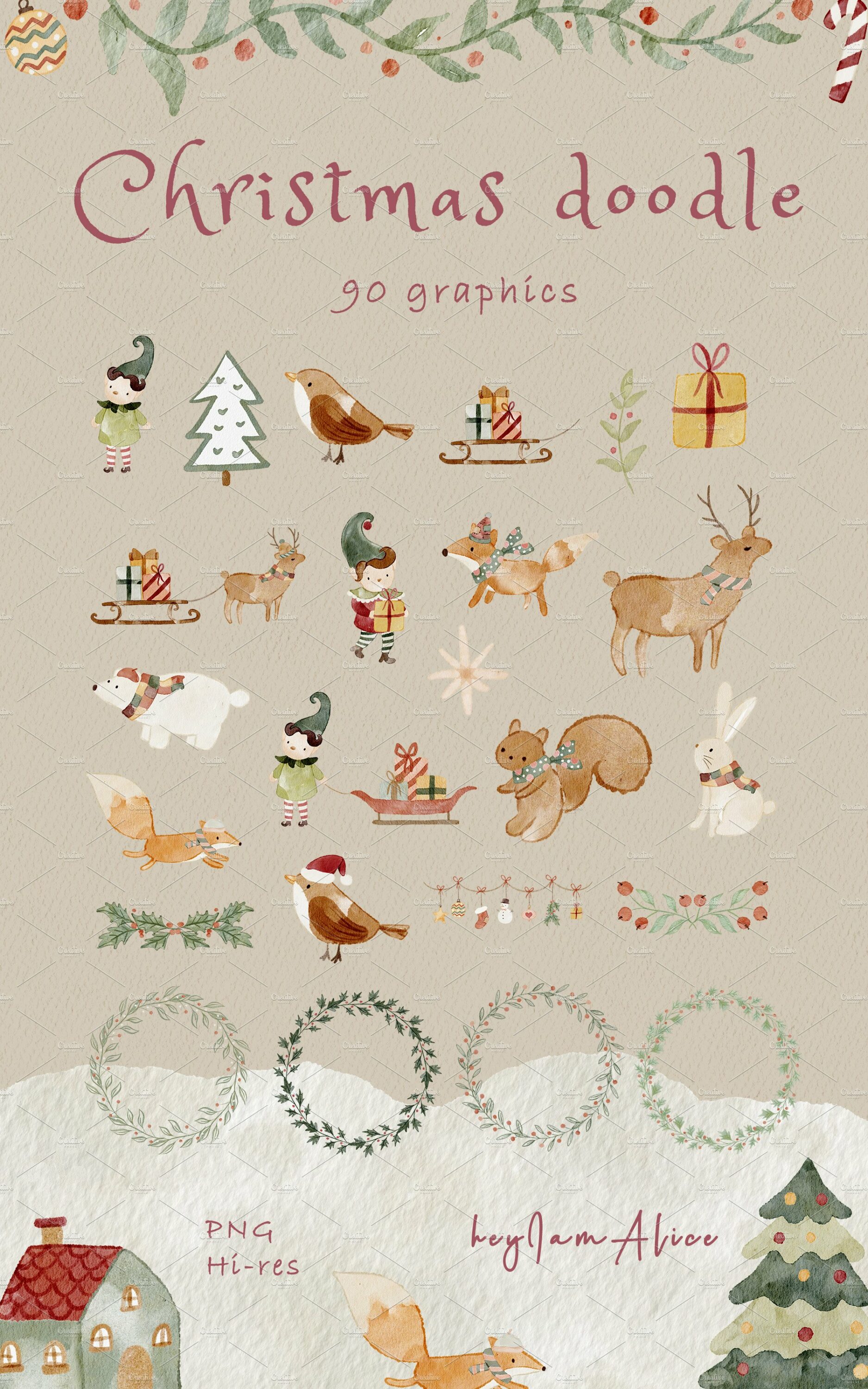 Cool simple Christmas elements for the festive mood.