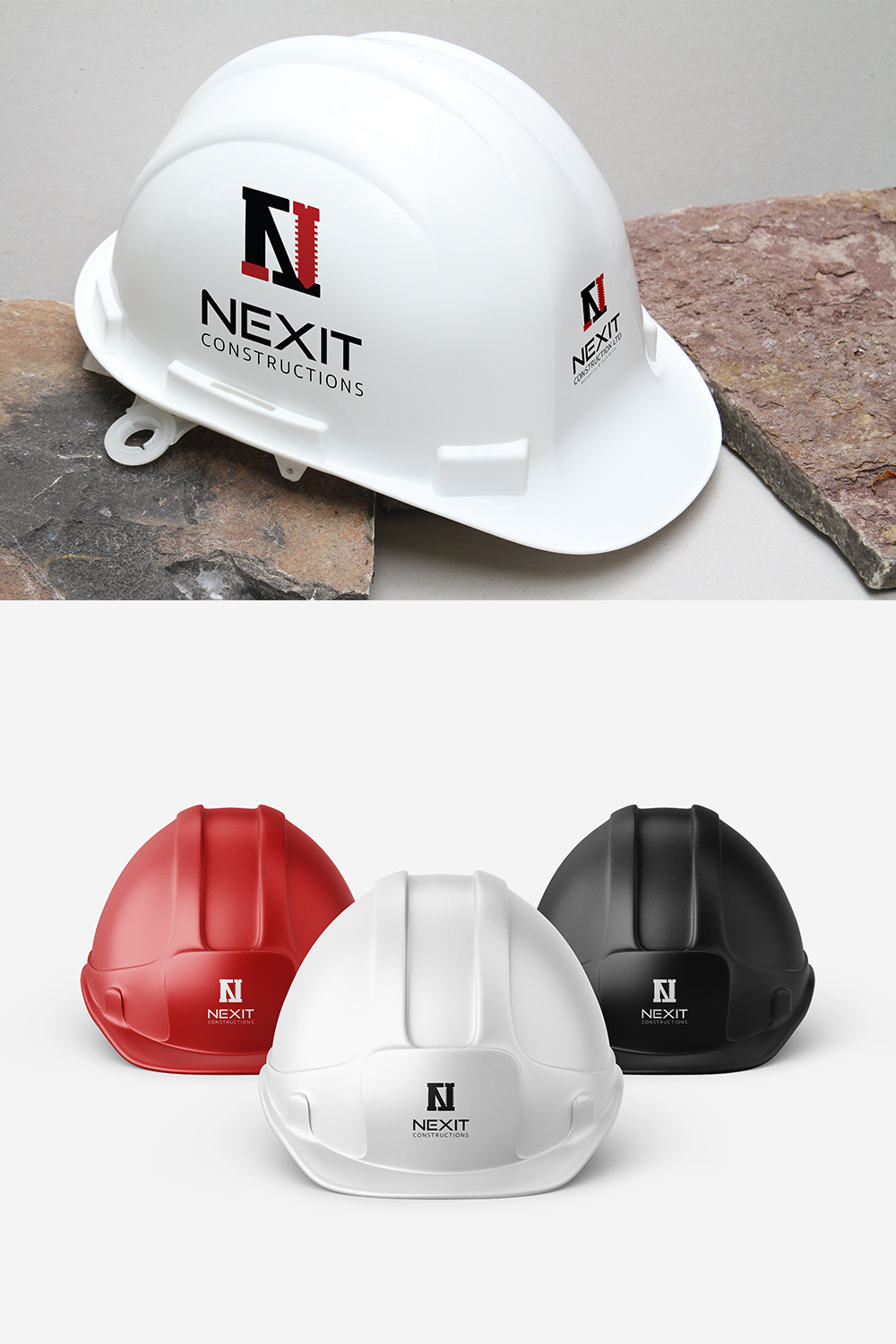 Nexit Constructions Logo Pinterest collage image.