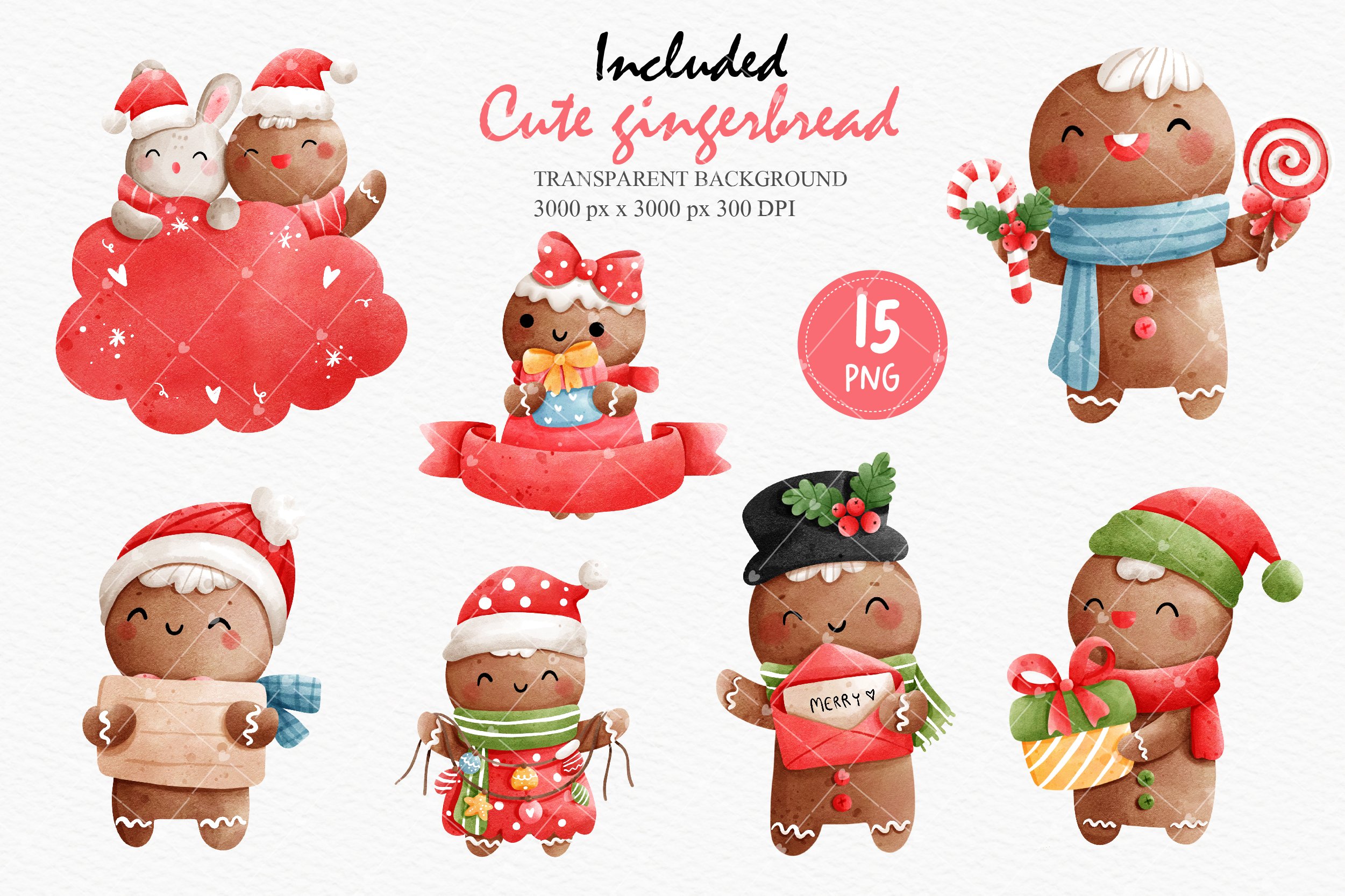 Cute gingerbread in the different mood and conditions.