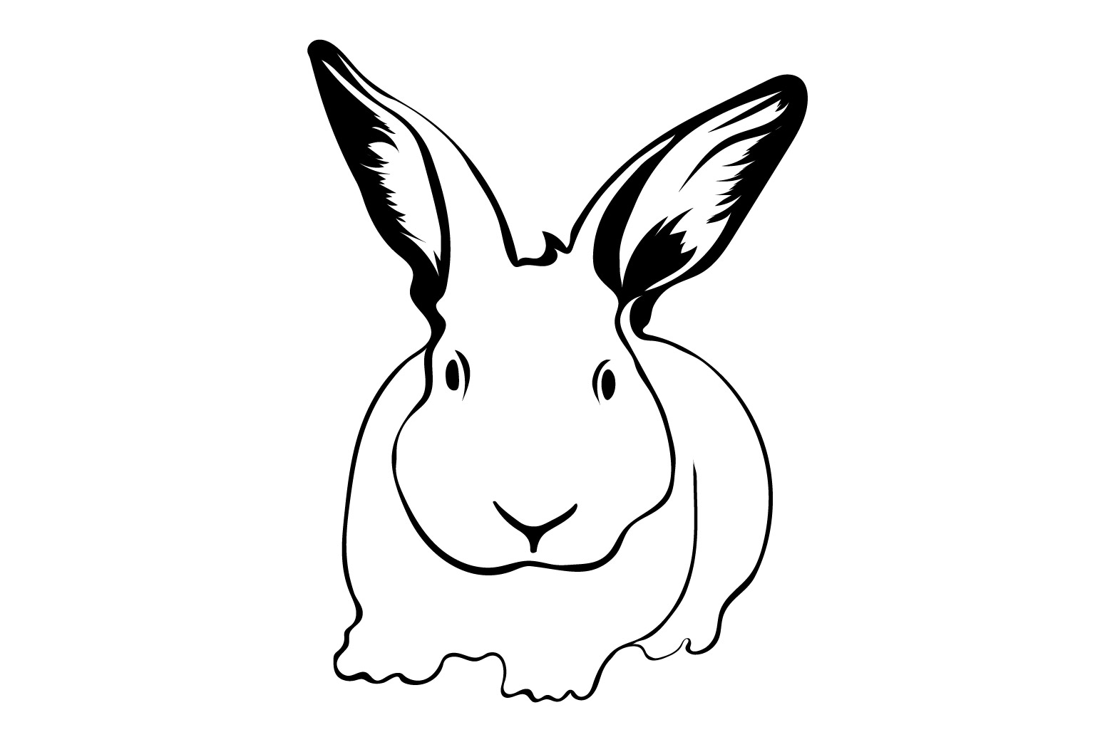 Black and white drawing of a rabbit.