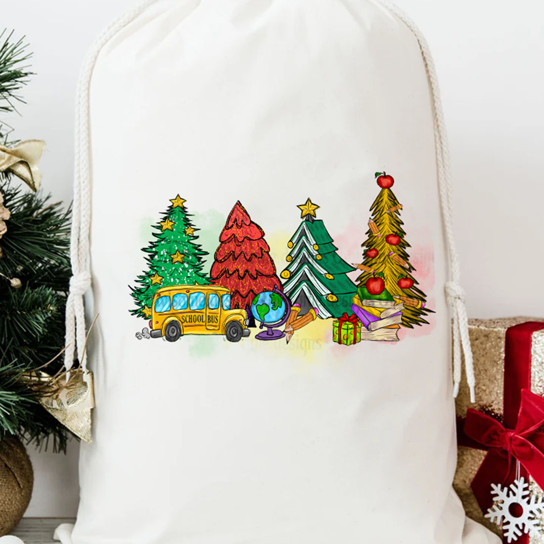 Christmas Tree School PNG Sublimation preview image.