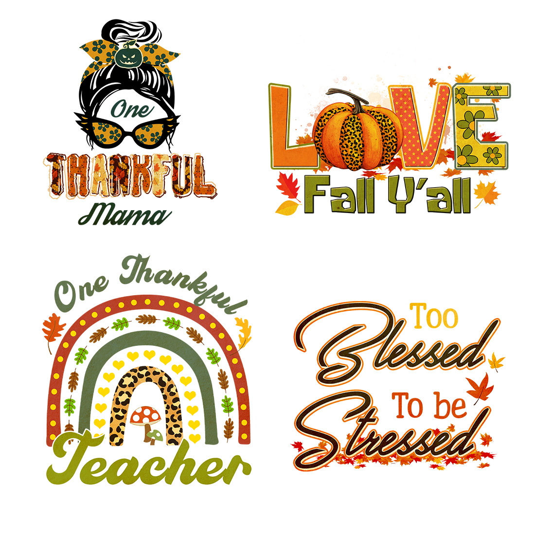 A set of charming images on the theme of Thanksgiving.