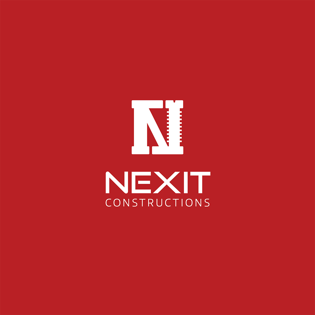 Nexit Constructions Logo with red background.