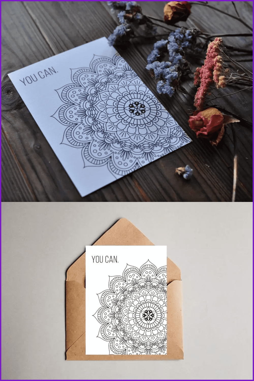 Postcard with a mandala and the inscription You can.