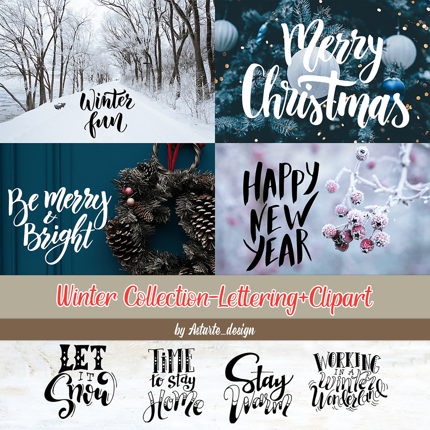 Winter Collection-Lettering+Clipart cover.
