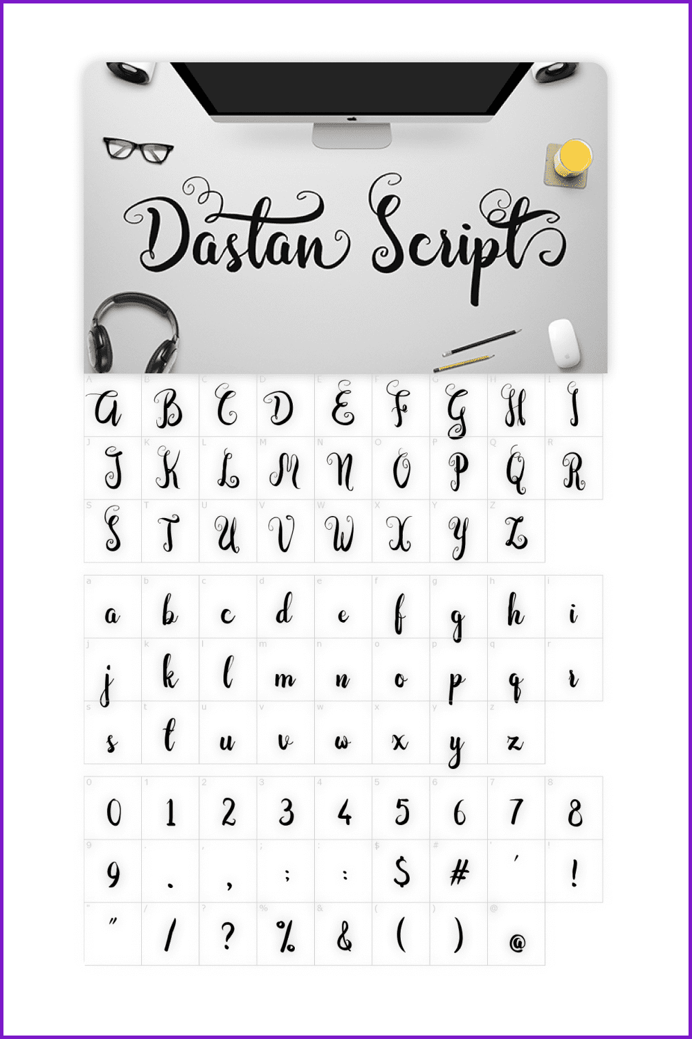 Image of each letter of Dastan font separately.