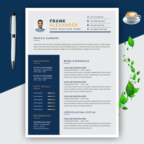 Creative Resume CV Design cover image.