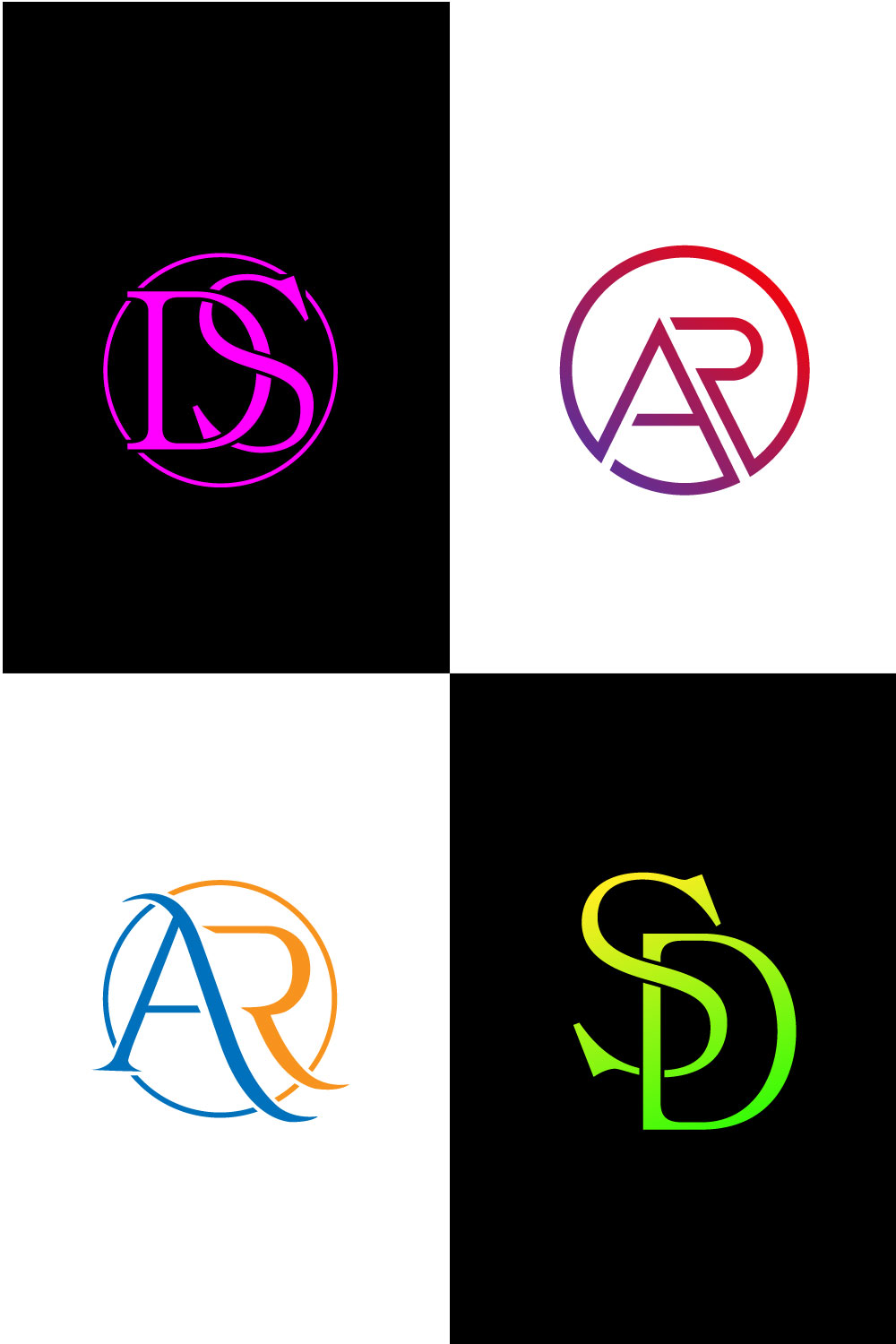 Letter Logos Templates Design Bundle Pinterest image.