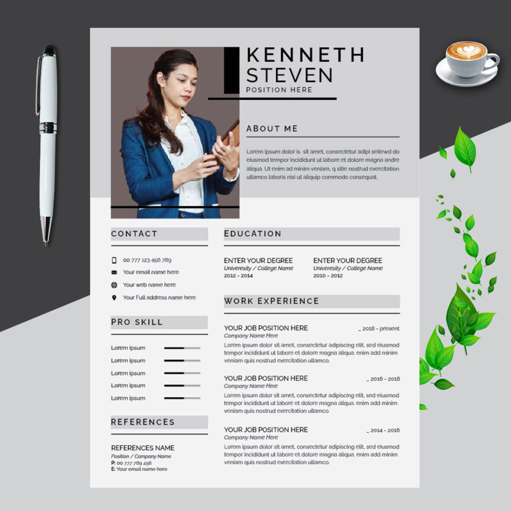 Creative Resume and Cover Letter Layout Dark Gray Sidebar MasterBundles