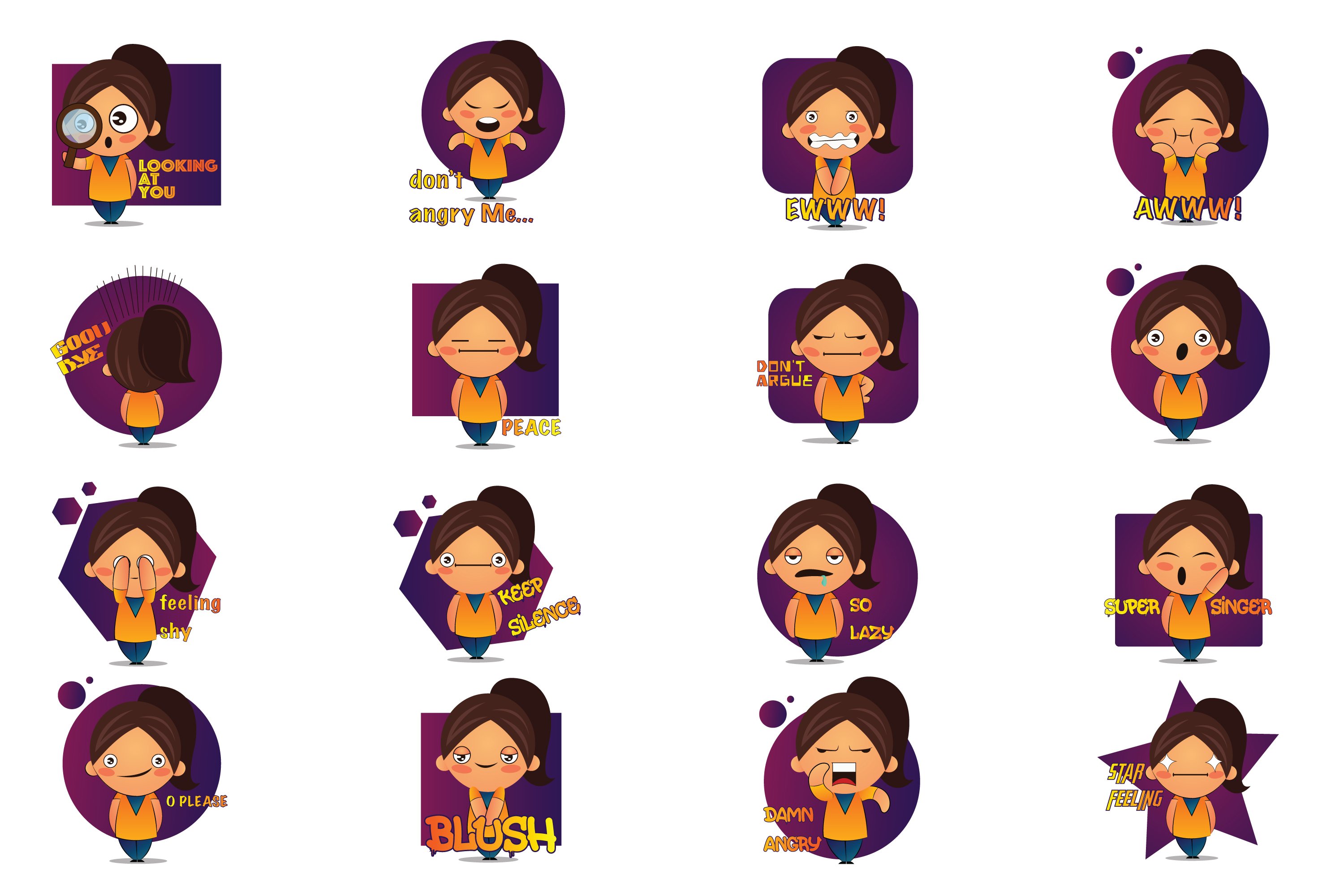 Cover with cute images of girls emoticons.