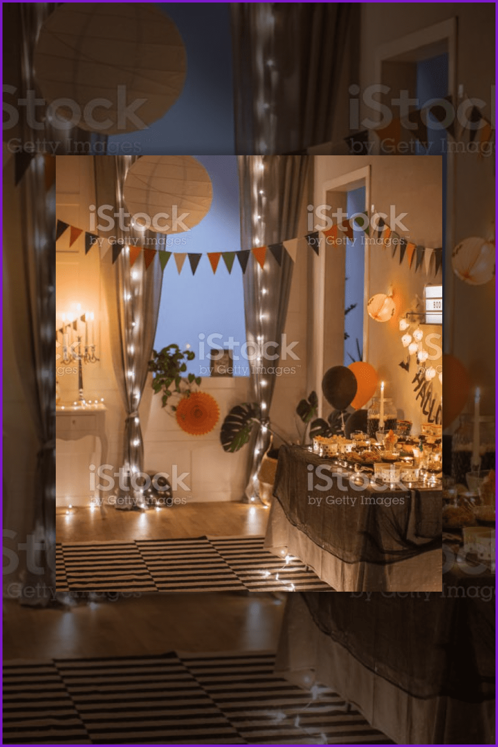 Festive table in a room with bright illumination.