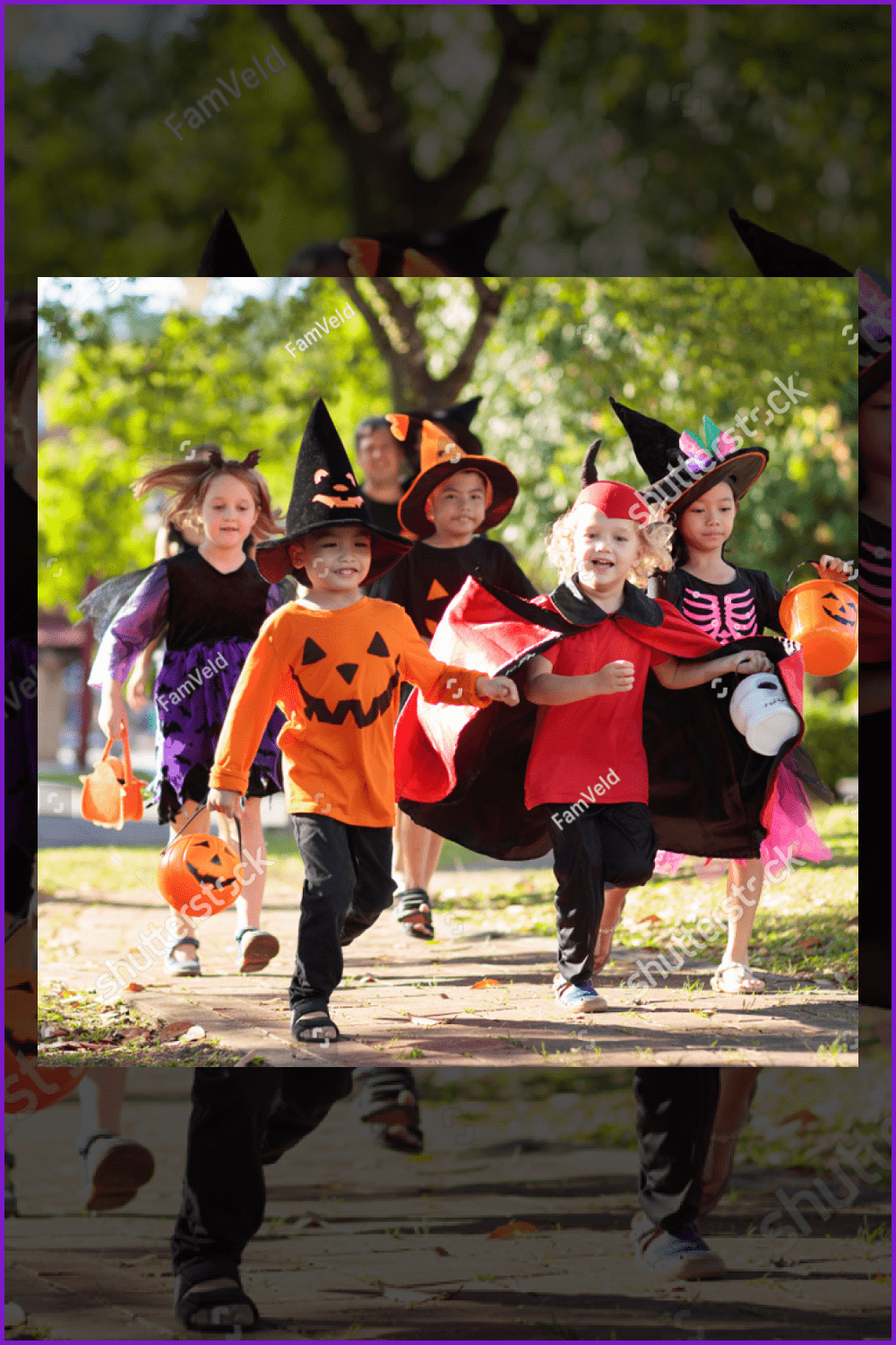 Photo of children in Halloween costumes.