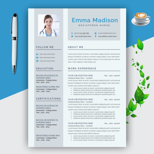 Exquisite nurse resume template image.