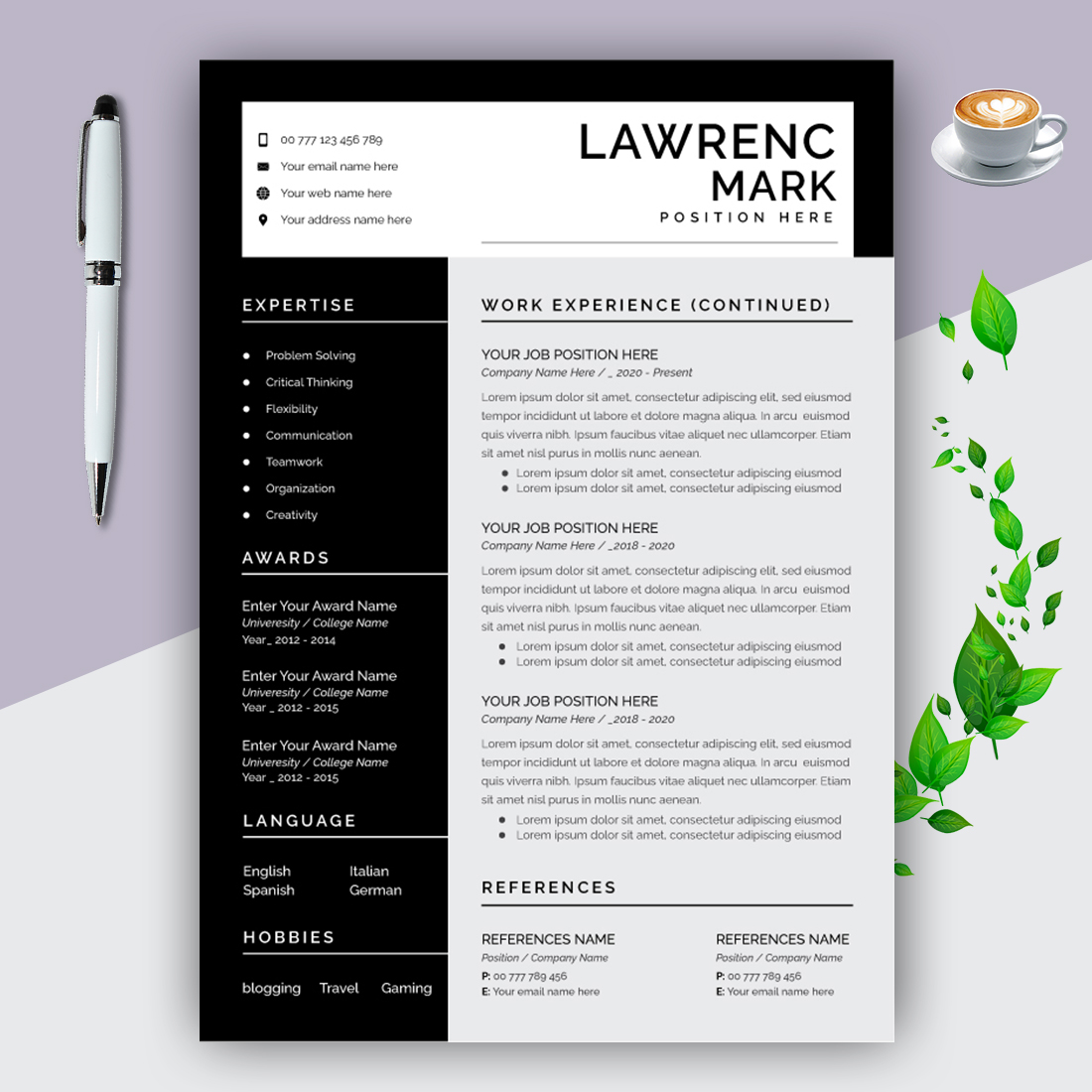Professional Resume Templates with Sidebar Design cover image.