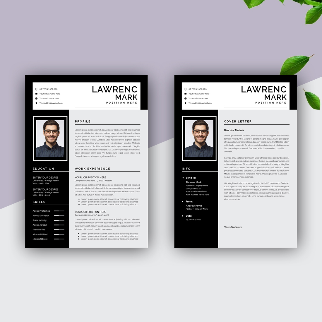 Creative Resume Templates with Sidebar Design preview image.