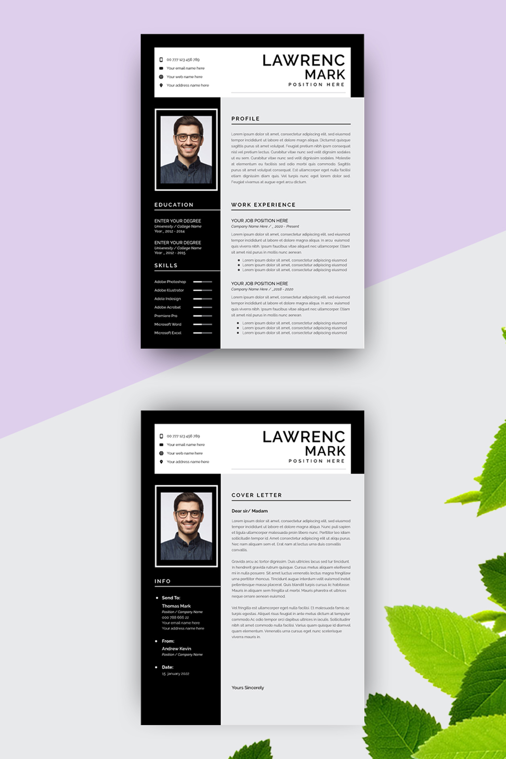 Creative Resume Templates with Sidebar Design pinterest image.