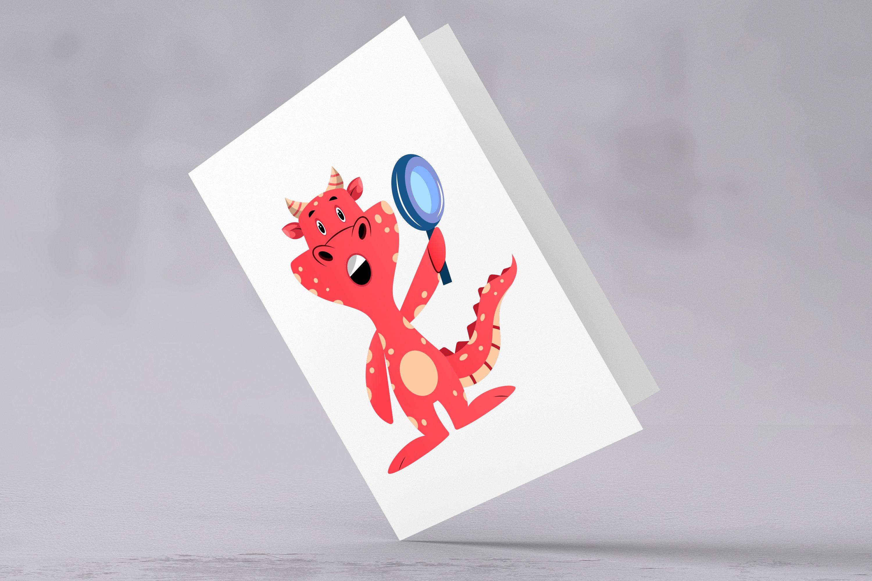 Simple greeting card with the pink dinosaur.