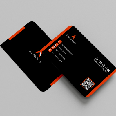 Modern Black Background Business Cards orange preview.