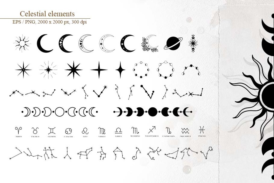 Black celestial elements.