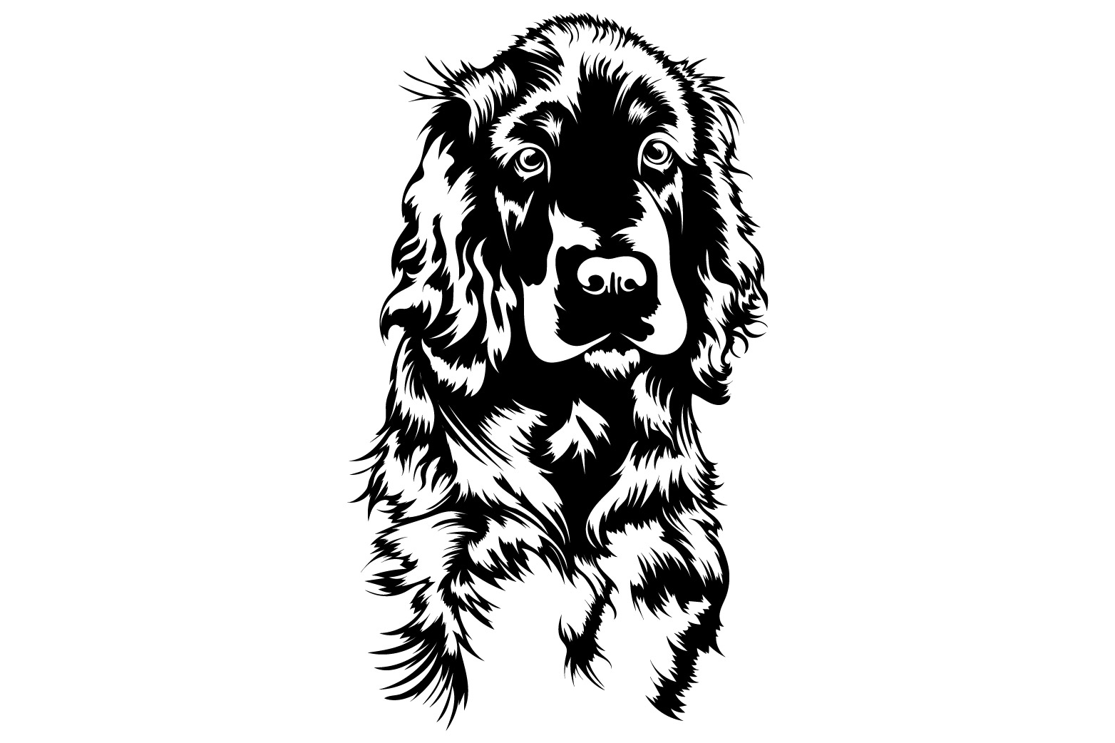 Black and white drawing of a dog.
