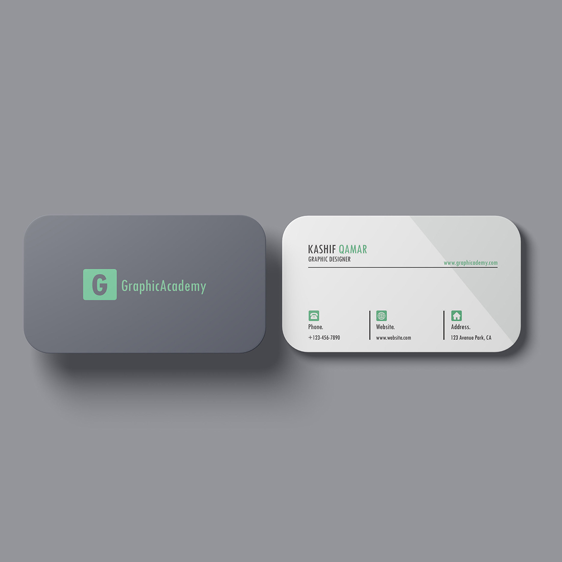 Business Card Minimal Double Sided Template preview image.