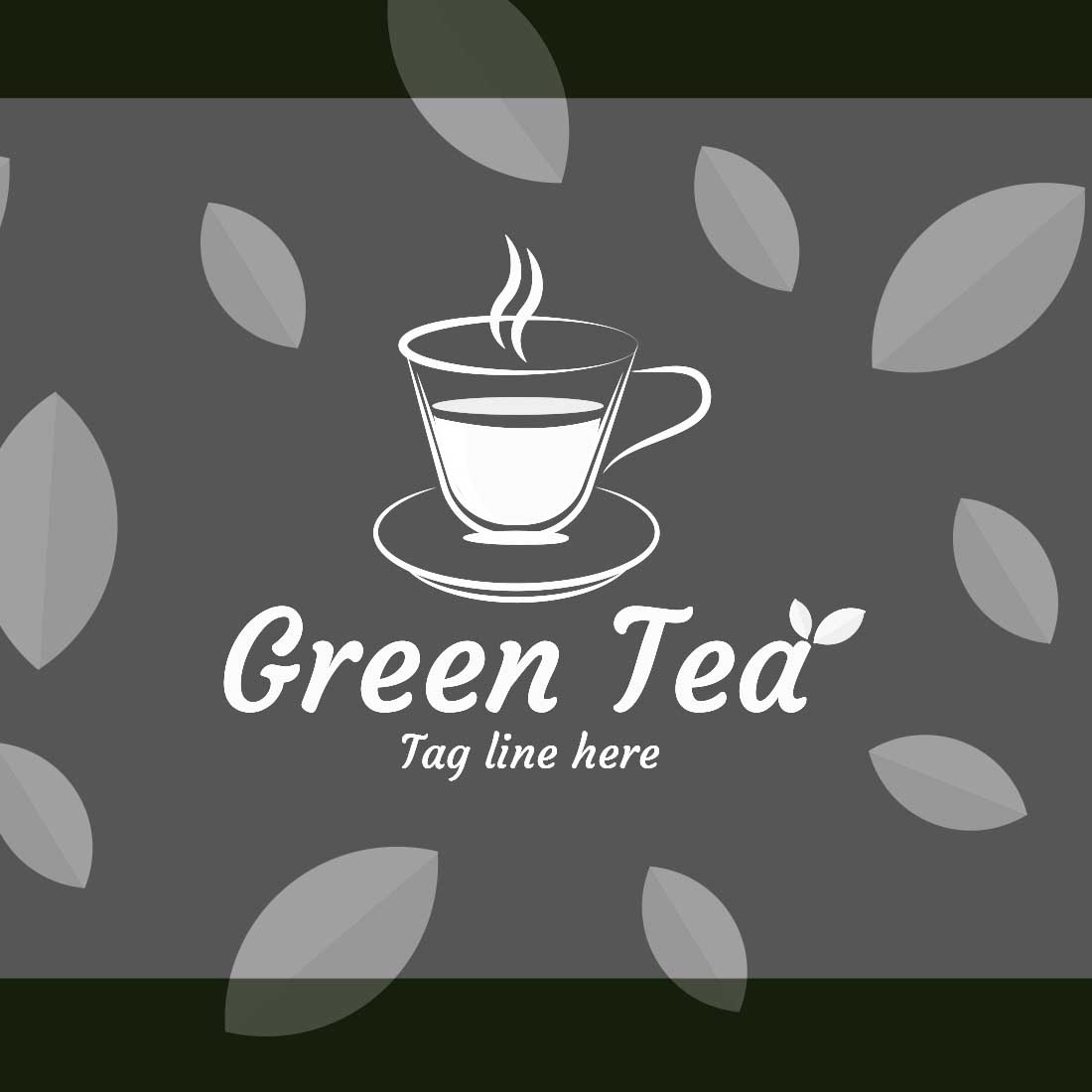 Green Tea Shop Logo Vector, grey logo.