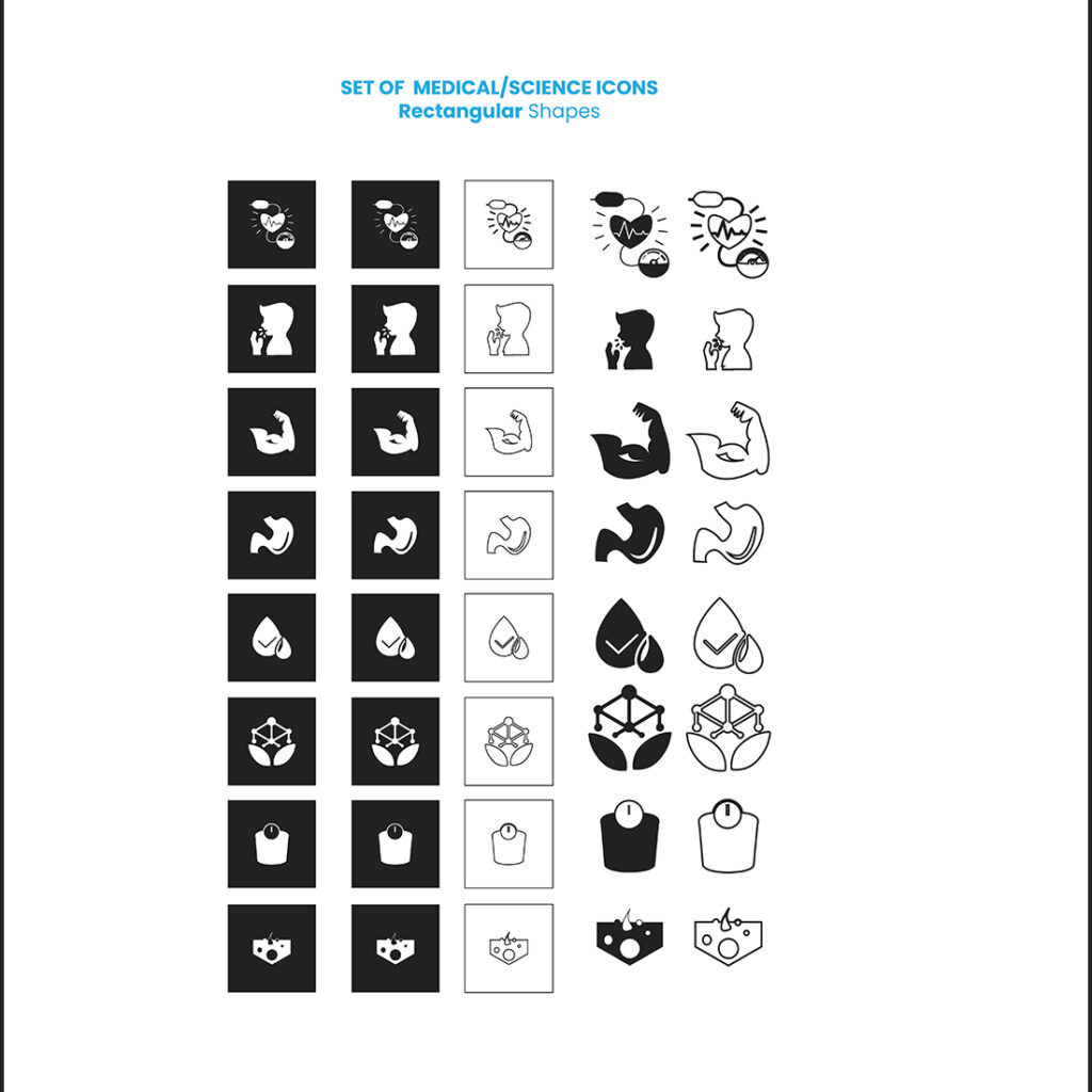 Science Icon Square Shape Science and Health Icons Bundle - MasterBundles