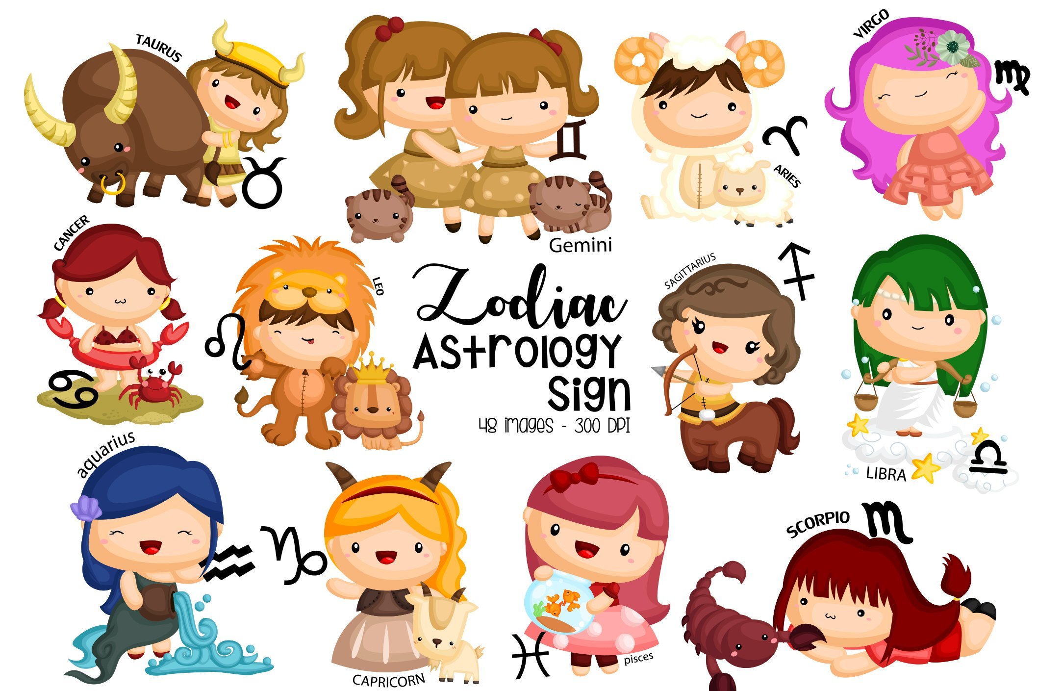 Cool design of the zodiac astrology signs.