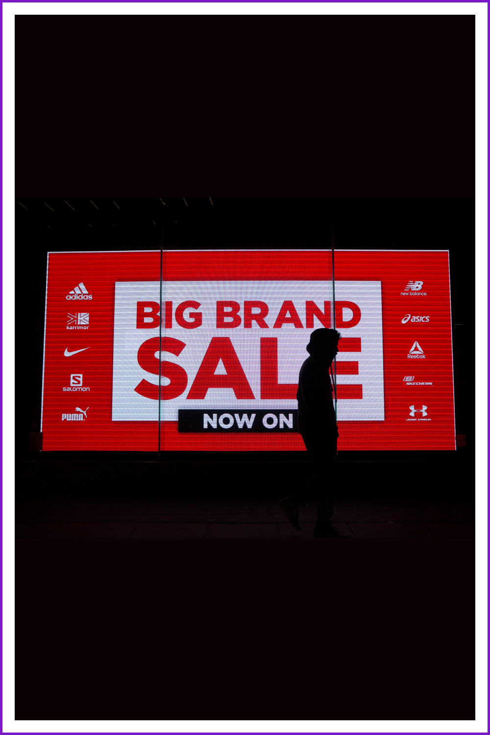 Large inscription Big brand sale on the window.