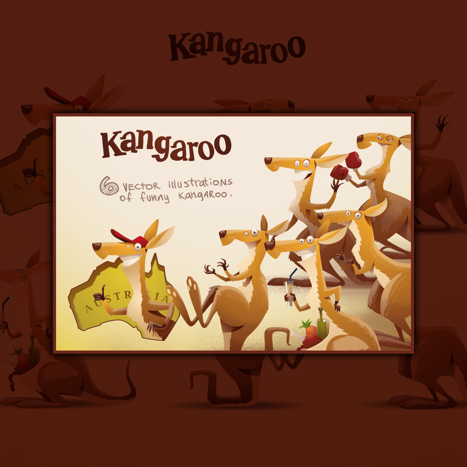 Kangaroo bundle, vector cover.