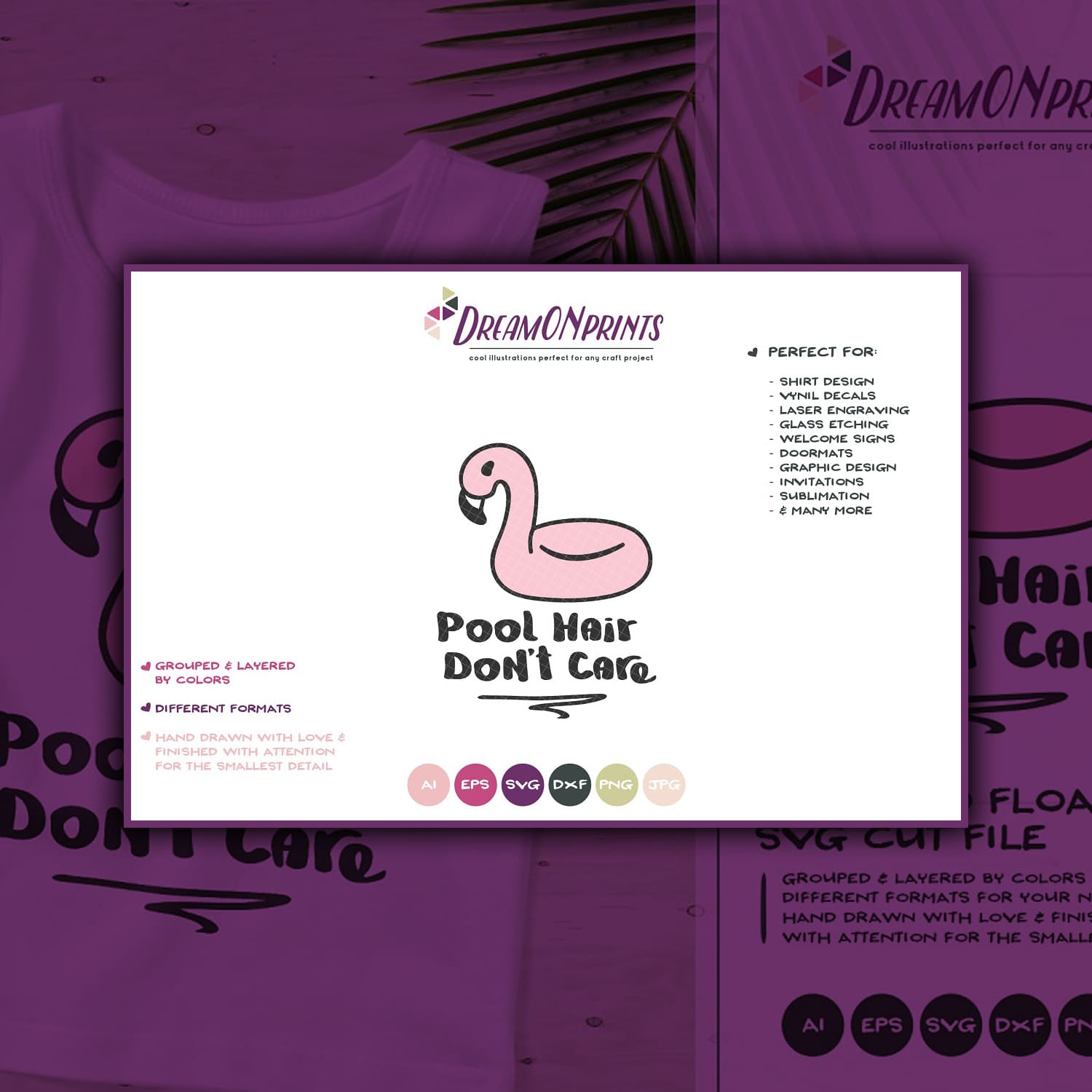 Pool Hair Don't Care | Flamingo SVG created by DreamONprints.