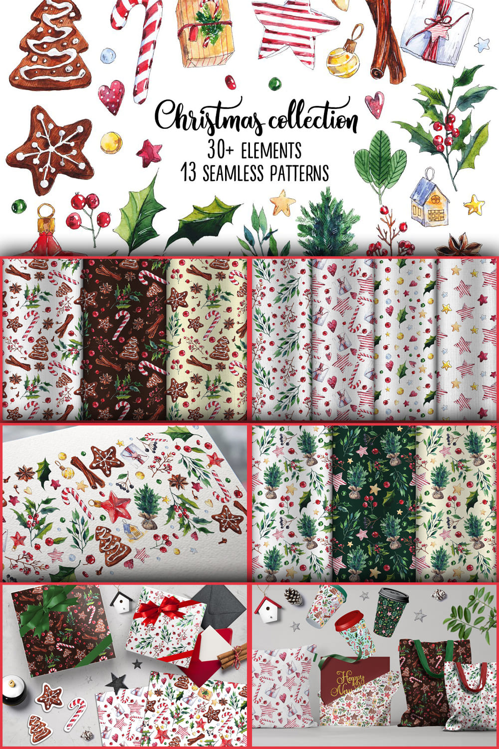Watercolor Christmas Collection - Pinterest.