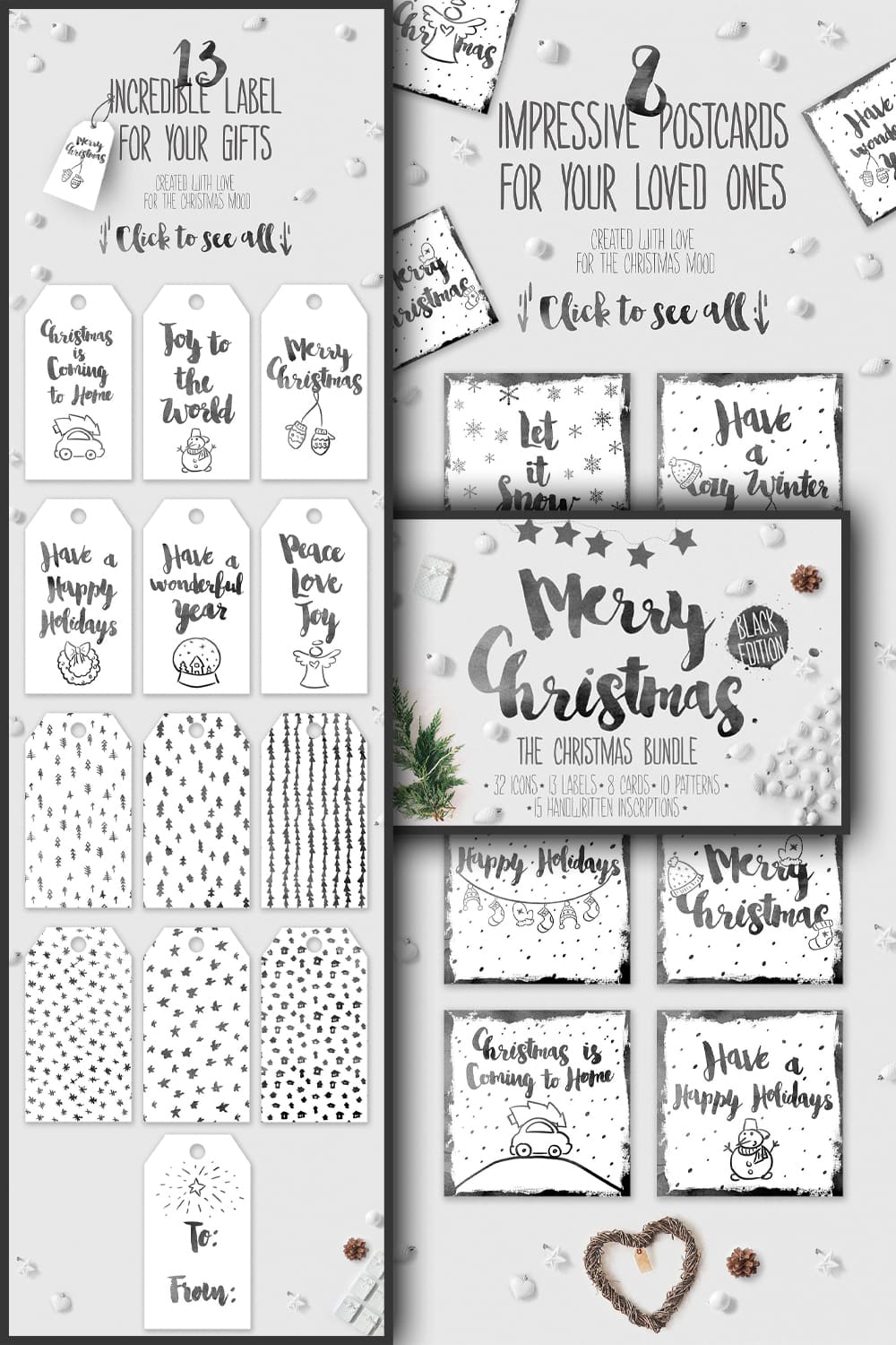 Christmas Bundle Hand-Drawing Icons - Pinterest.