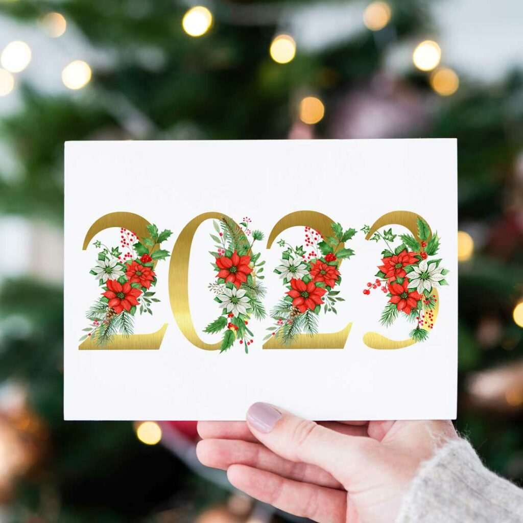 Christmas watercolor alphabet. Floral numbers and letters. Golden ...