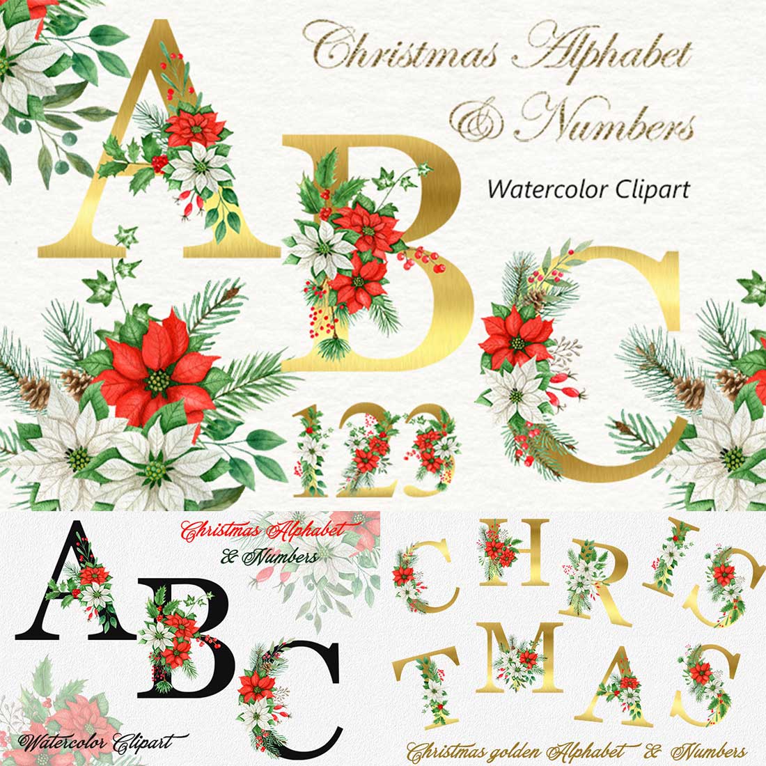 Christmas Watercolor Floral Alphabet cover image.