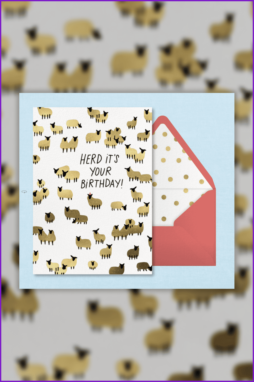 Birthday card with a flock of painted sheep.