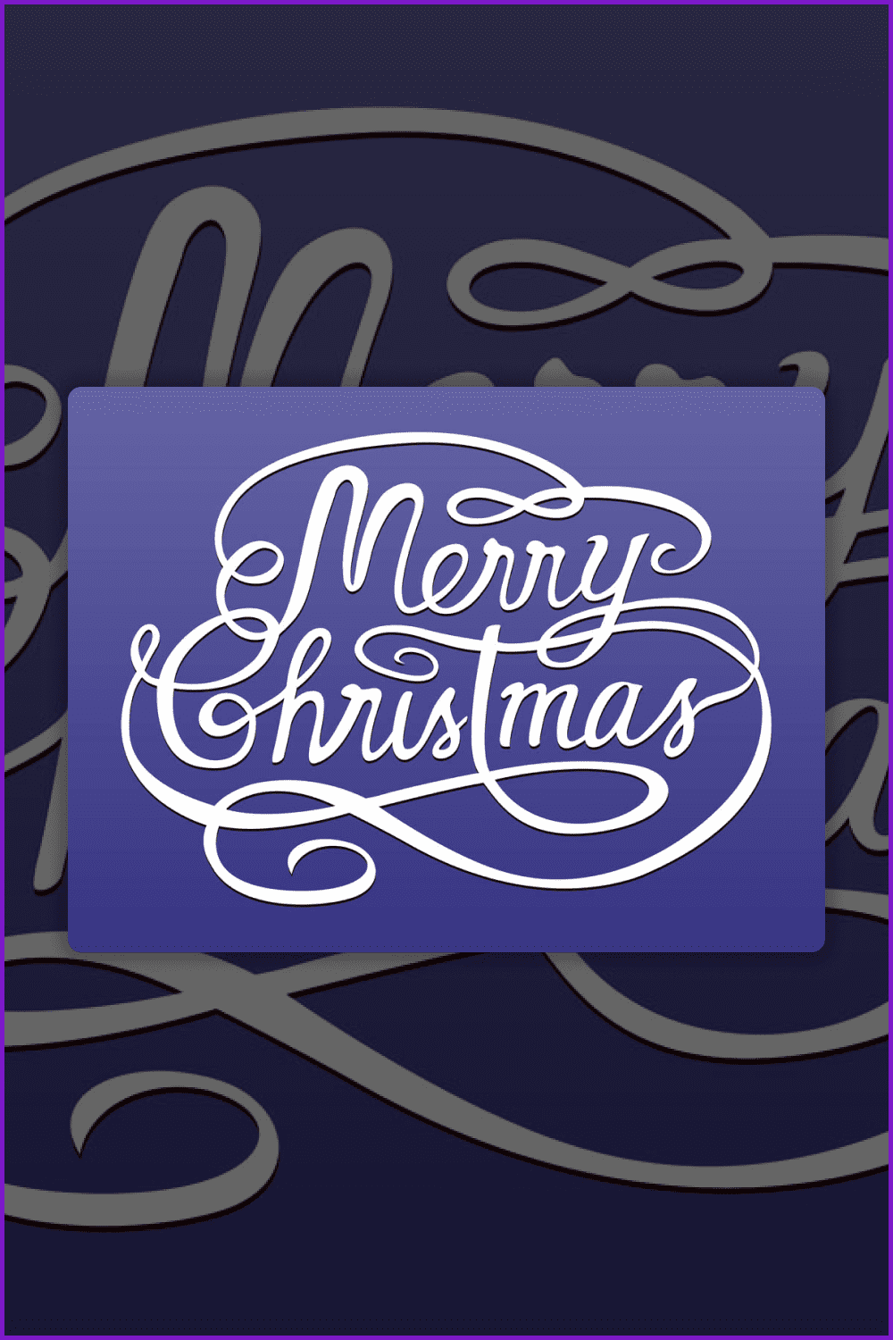 Calligraphic white text Merry christmas on blue background.