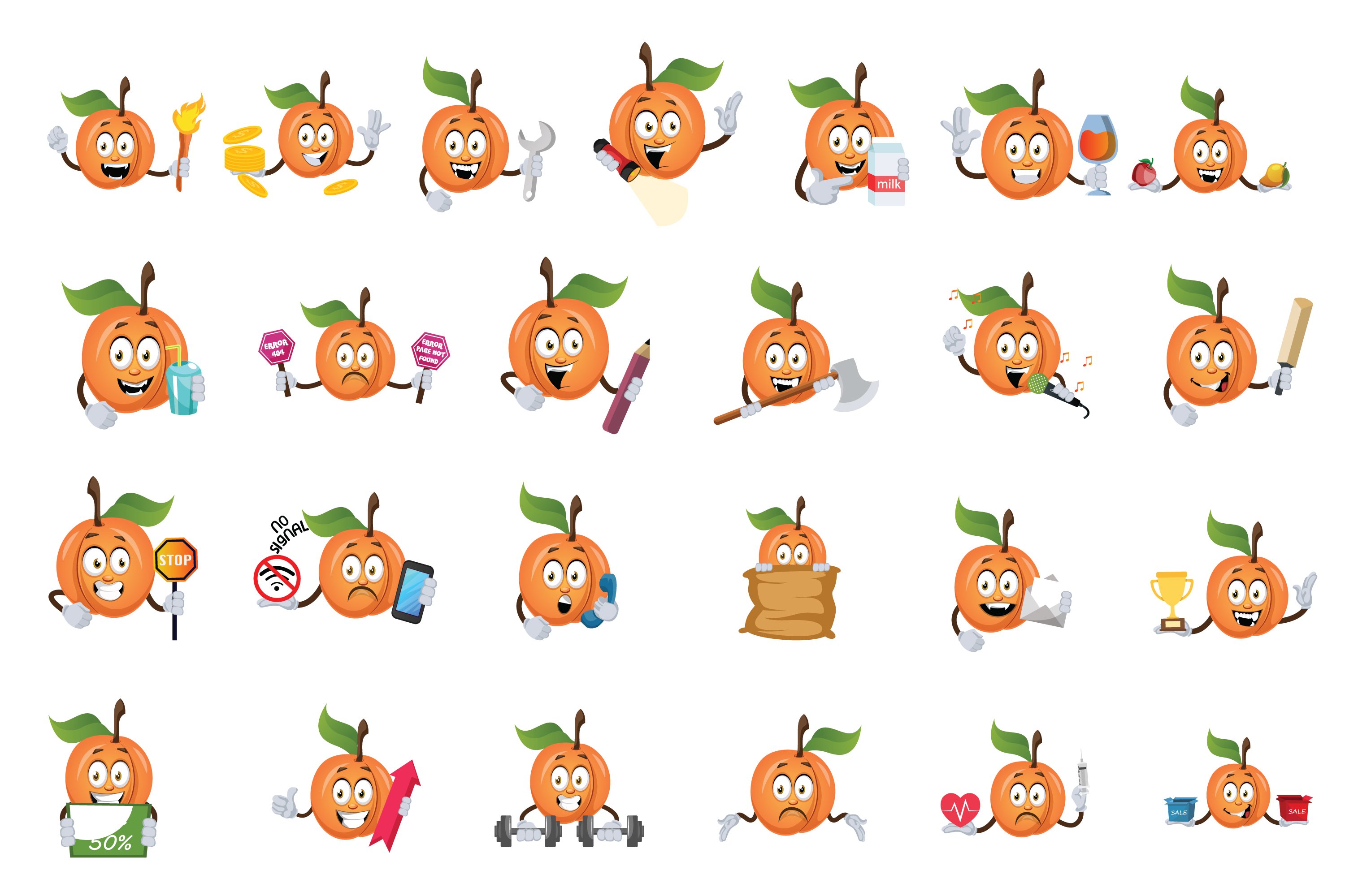 Orange apricot characters.