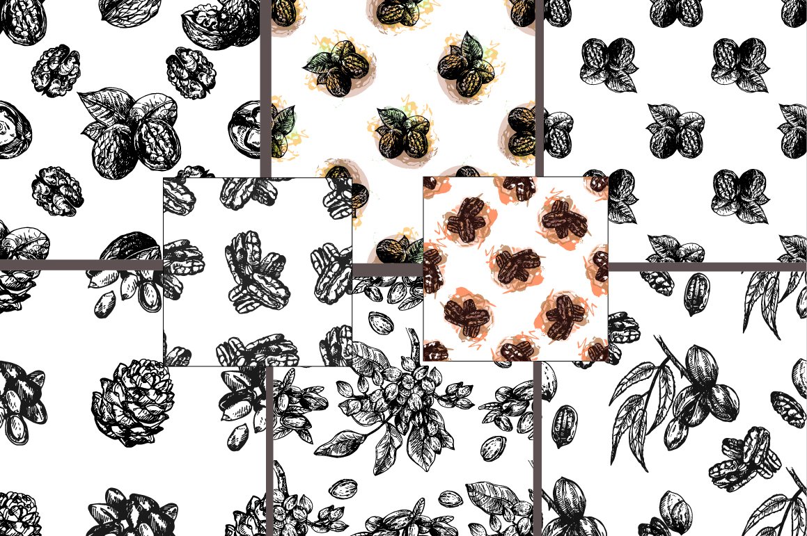 Minimalistic nuts patterns.