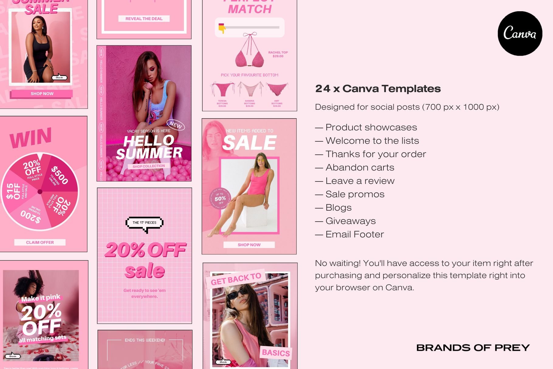 Some features of this pink template.