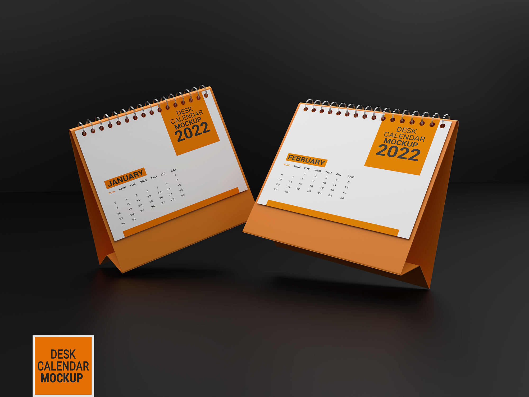 9 Desk Calendar PSD Mockup, realistic calendar.