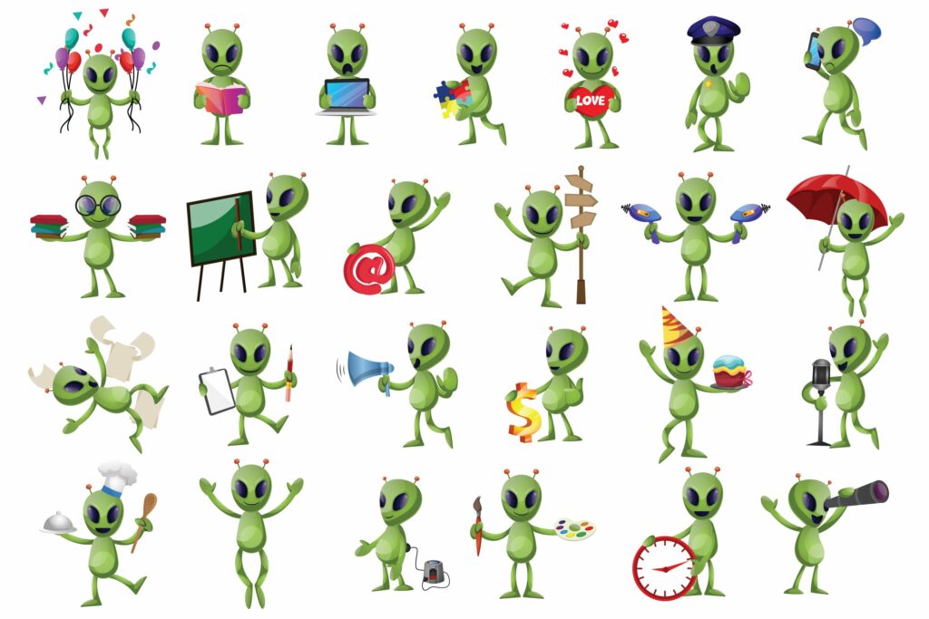 50 Alien Character Collection Illustration – MasterBundles