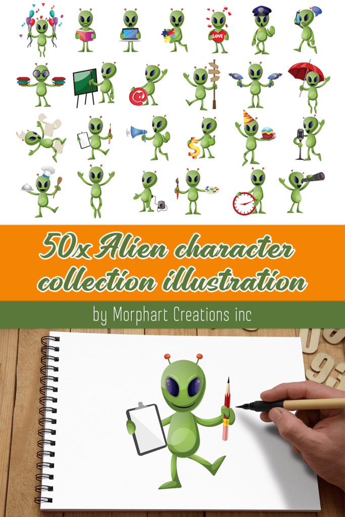 50 Alien Character Collection Illustration – MasterBundles