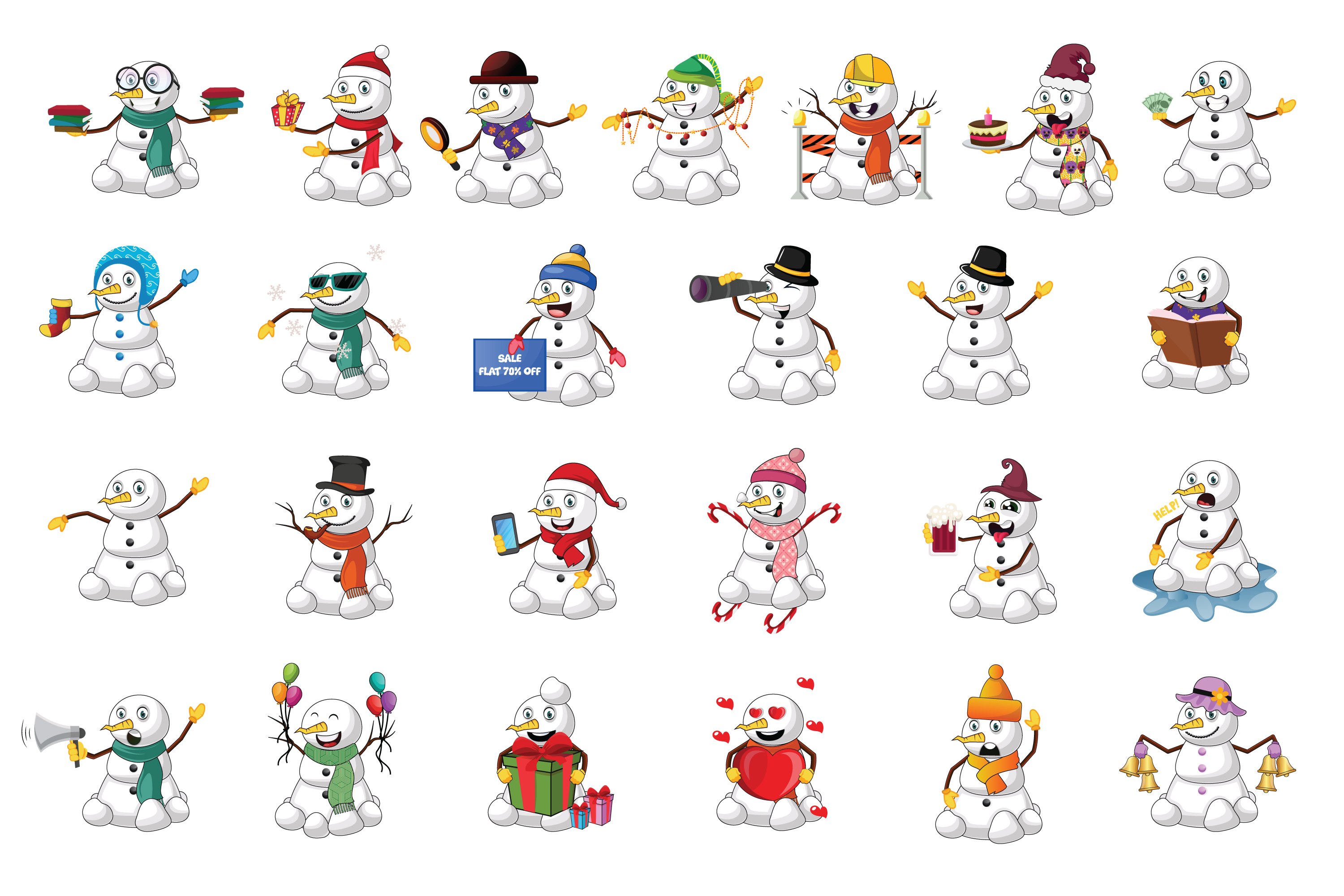 Cover with images of adorable snowmen.