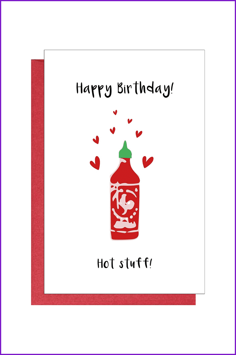 Birthday card with painted red bottle of pepper.