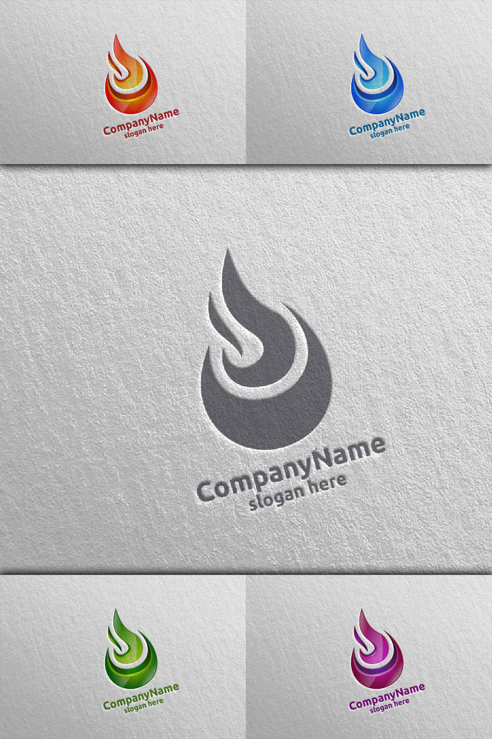 3D Fire Flame Element Logo Design - pinterest image preview.