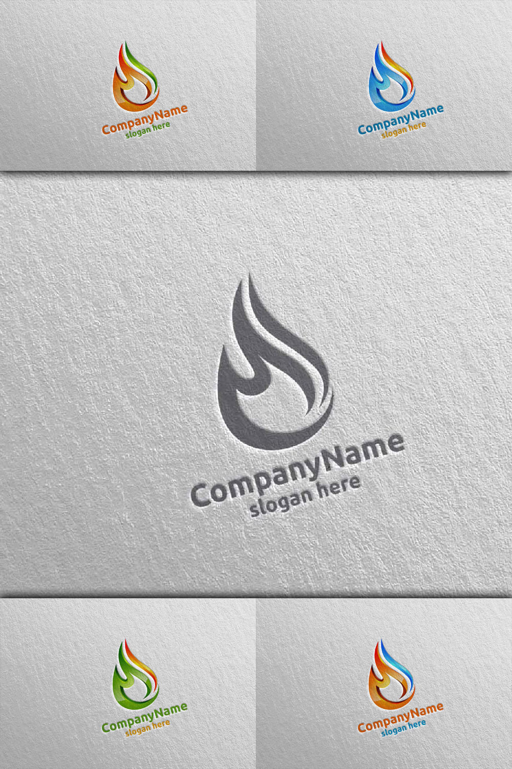 3D Fire Flame Element Logo Design - pinterest image preview.